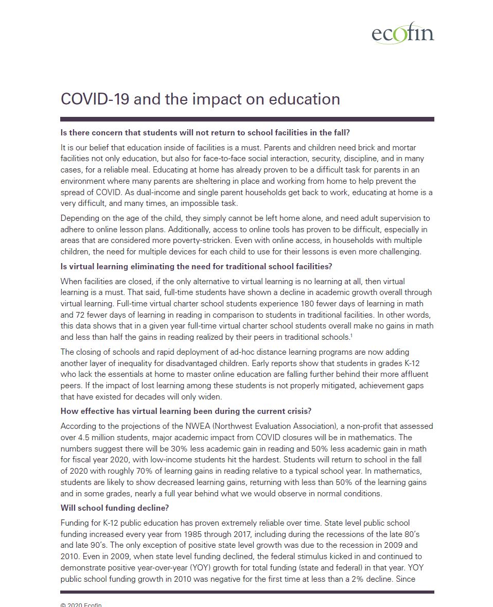 COVID-19 and the impact on education