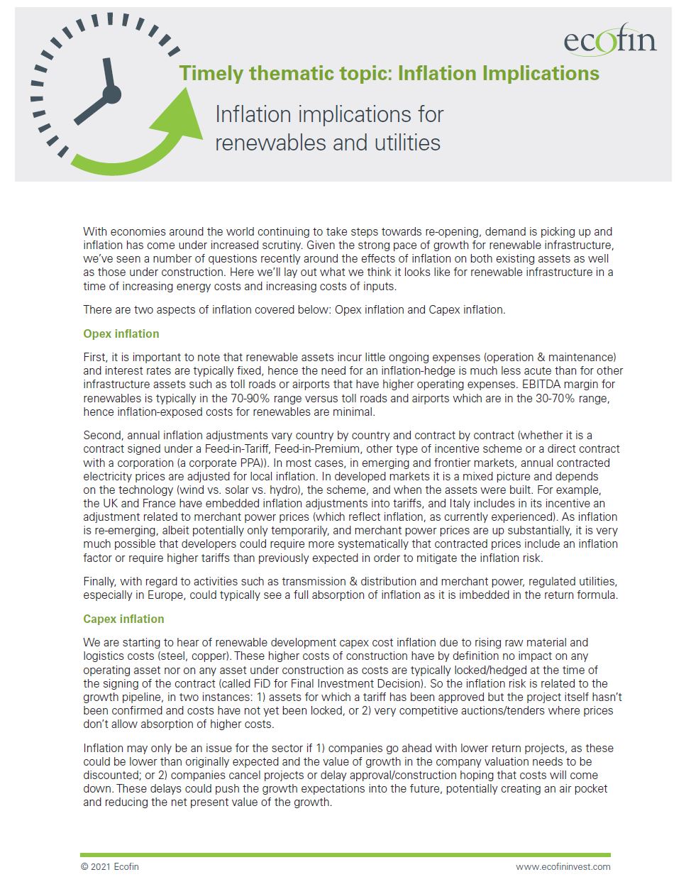 Ecofin Timely Thematic Topic: Inflation Implications