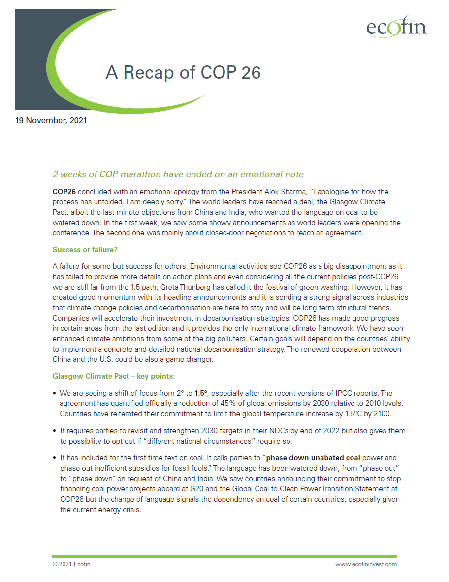 A Recap of COP 26