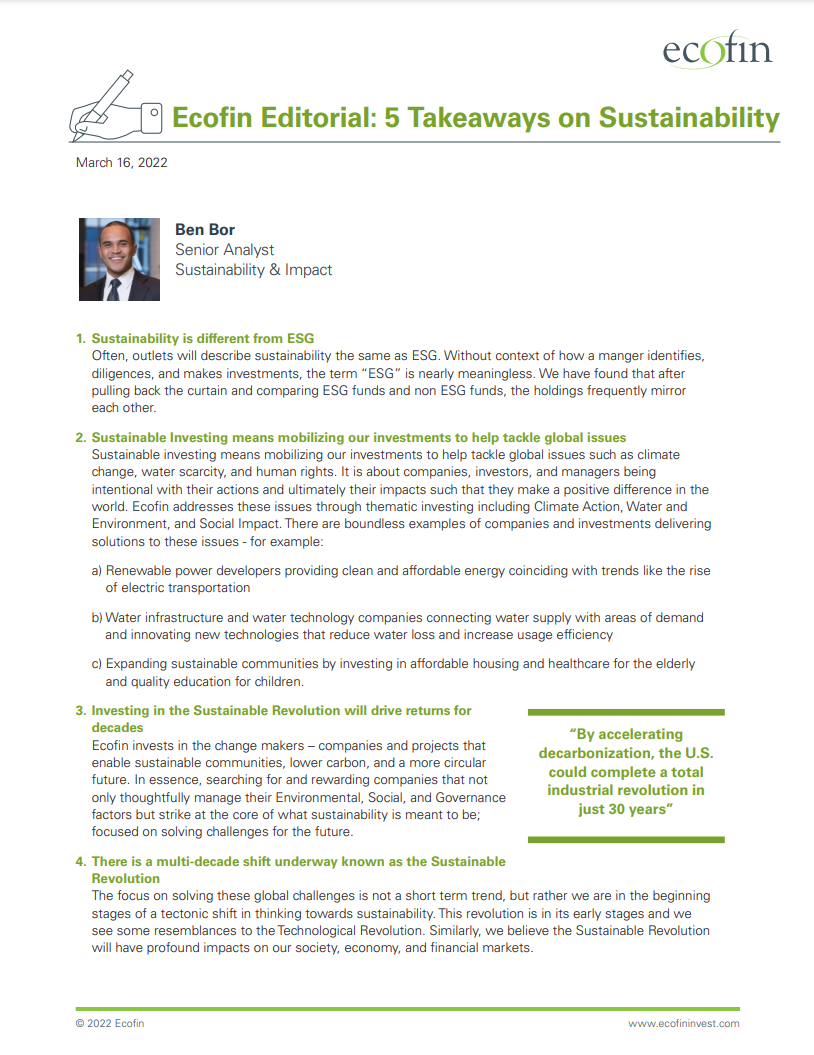 Ecofin Editorial: 5 Takeaways on Sustainability