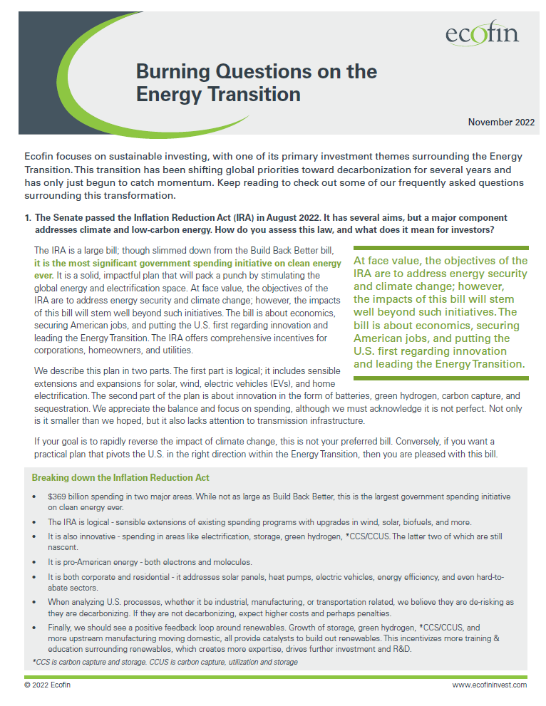 Burning Questions on the Energy Transition